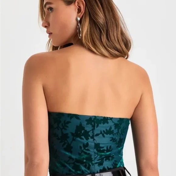 Lulus Iconic Beauty Emerald Green Velvet Floral Strapless Bodysuit - Picture 9 of 10
